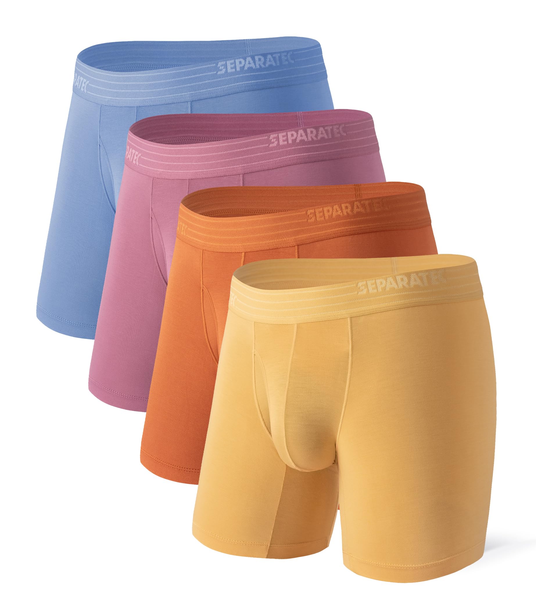 Separatec 4 Pack Men's Breathable Boxer Briefs with Separate Pocket, Moisture Wi