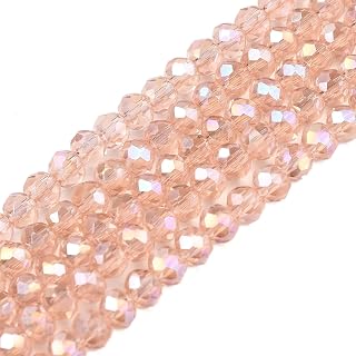 1050pcs Faceted Rondelle Beads 3x2mm Pink Crystal Bicone Beads Mini Loose Spacer Beads for DIY Friendship Bracelet Necklace Jewelry Making