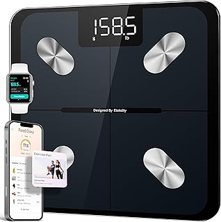 Etekcity Smart Scale for Body Weight, Body Fat and BMI, 400lb Black | Bluetooth Electronic Body Analyzer Machine, LED Display and Tempered Glass, Offers Accurate Body Composition Tracking