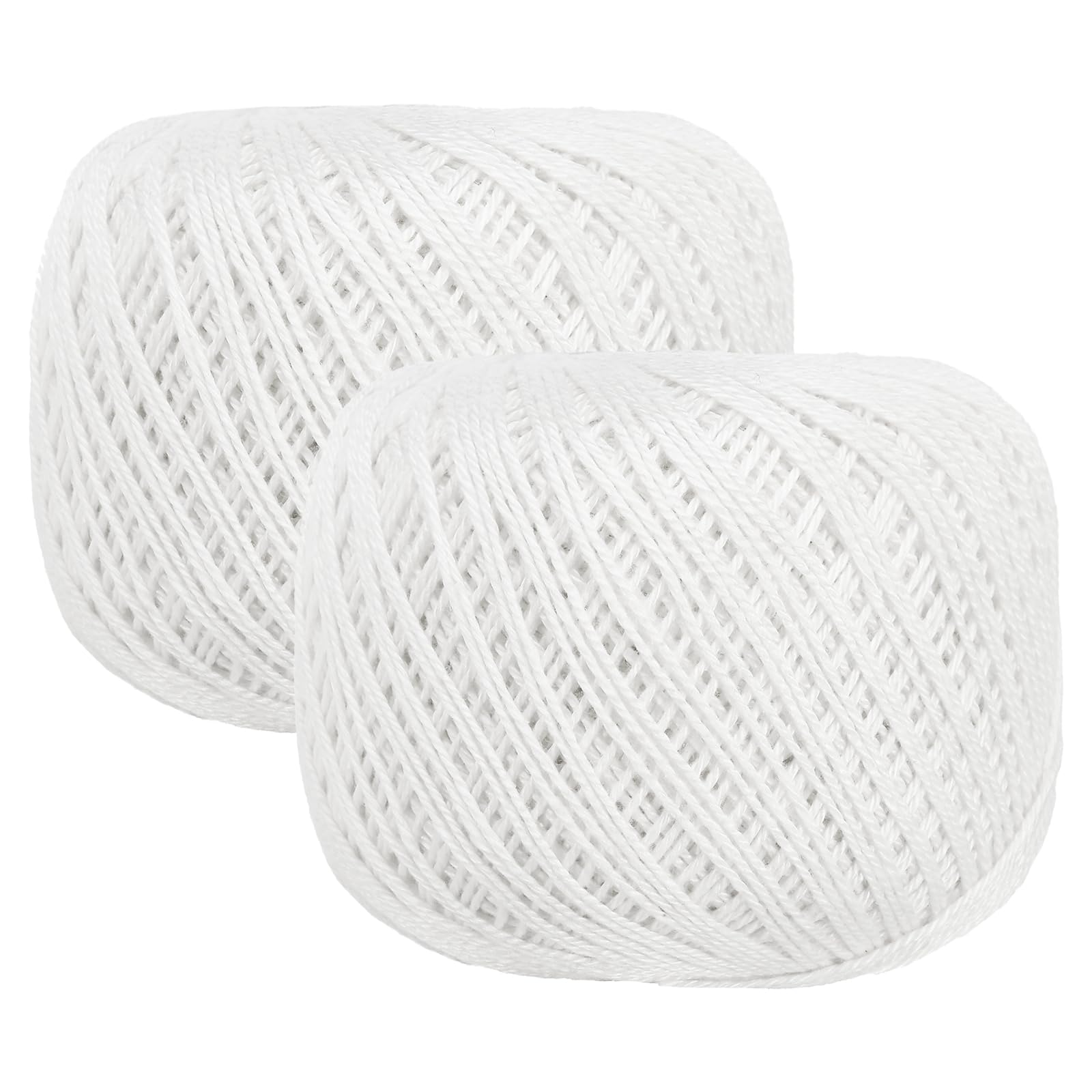 MECCANIXITY Crochet Thread Pearl Cotton Size 3 White 2 Rolls | 164 Yards for Cro