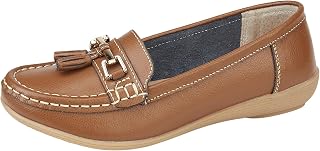 Ladies Real Leather Tassel Slip On Moccasin Flat Nautical Boat Shoes Loafers Size 3-8