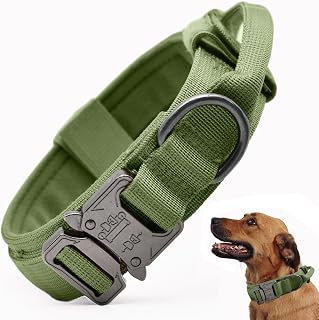 Tactical Dog Collar, Adjustable Nylon Military Training Dog Collar with Control Handle and Quick Release Heavy Metal Buckle for Small Medium Dogs