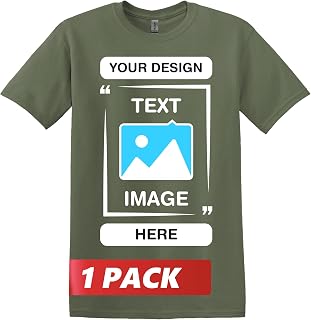 Gildan Custom T-Shirts - Personalized Unisex Crewneck Tee Shirt - Customize Your Image, Text & Photo - Men Women Adult