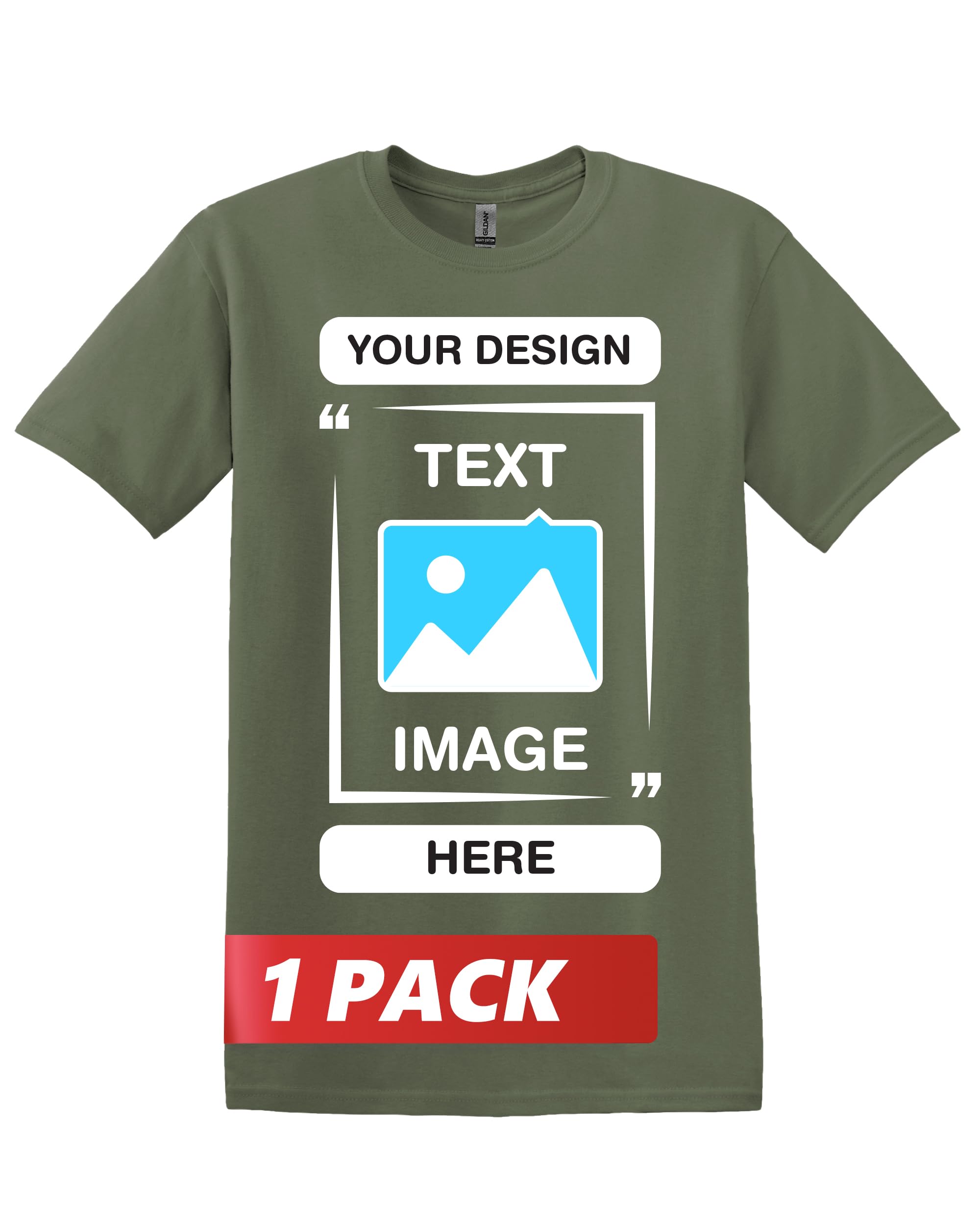Gildan Custom T-Shirts - Personalized Unisex Crewneck Tee Shirt - Customize Your