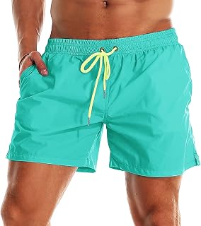 YnimioAOX Men's Quick Dry Colorful Stripe Swimsuit