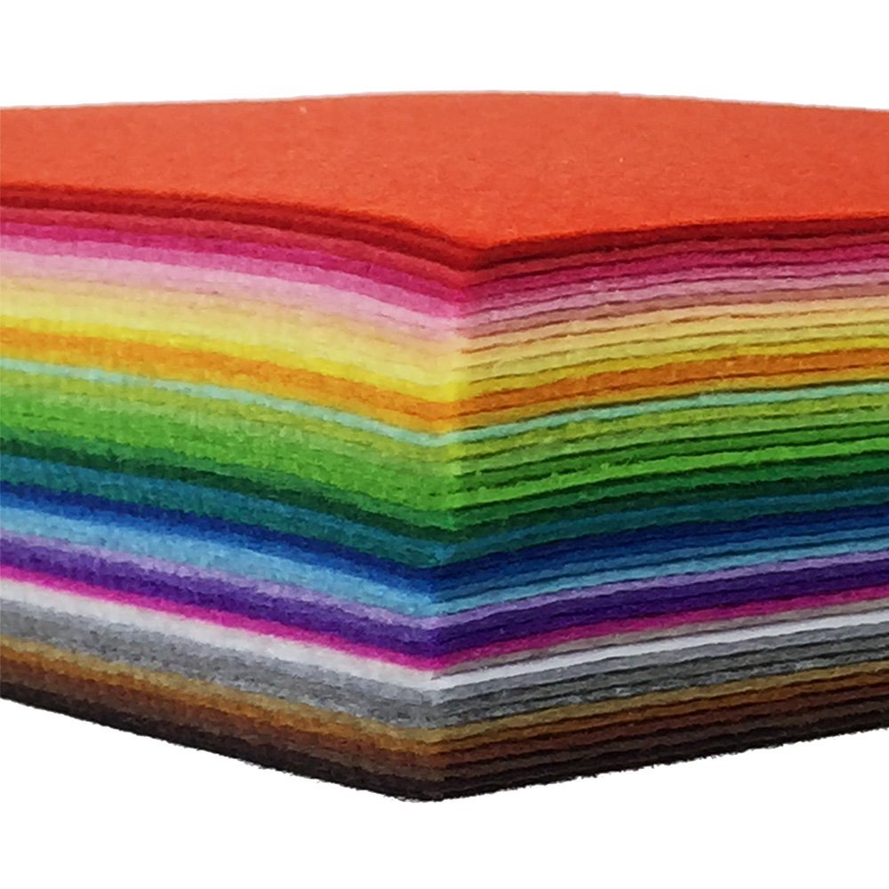 42pcs Felt Fabric Sheet 4"x4" Assorted Color DIY Craft Squares Nonwoven 1mm Thic
