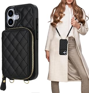 Bocasal Crossbody Wallet Case Card Holder for iPhone 17, Black