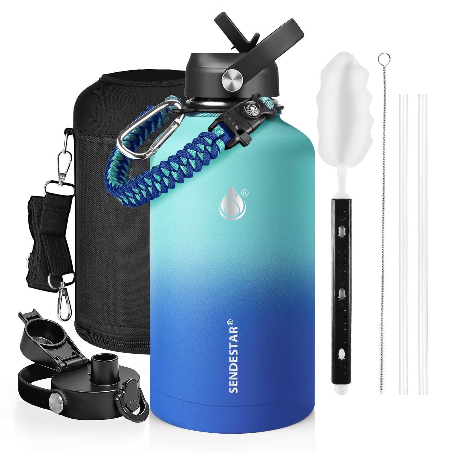 One Gallon Insulated Water Bottle, Triple Wall 128 oz Stainless Steel Wide Mouth
