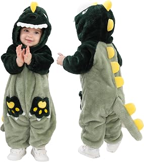 LOLANTA Unisex Rainbow Unicorn Dinosaur Dragon Baby Costume Plush One Piece Hooded Toddler