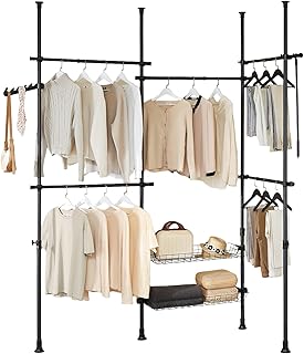 SoBuy Telescopic Clothes Rail with Adjustable L-Shaped or One-Line Shape
