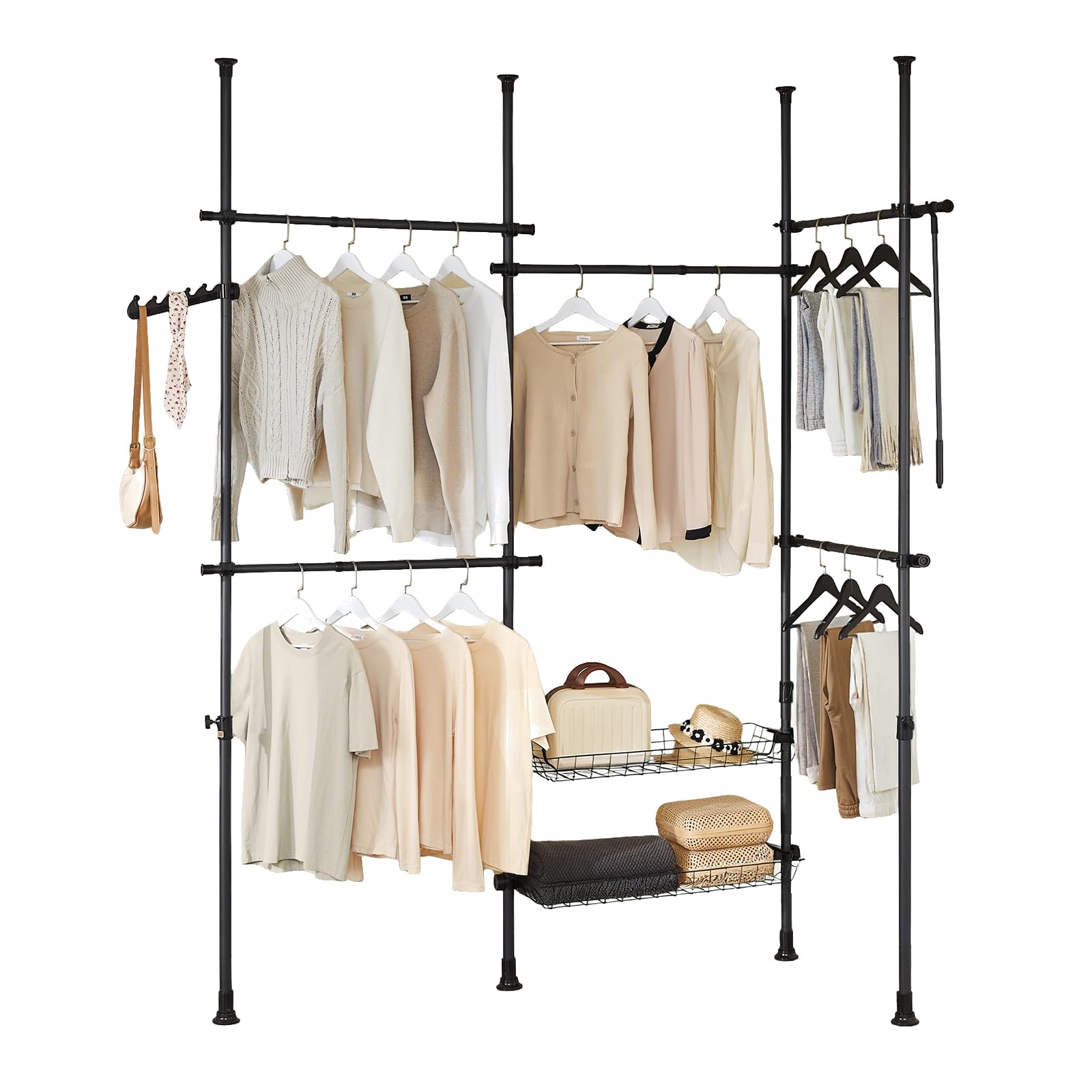 SoBuy Telescopic Clothes Rail with Adjustable L-Shaped or One-Line Shape