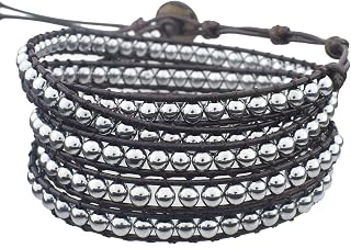 Genuine Stone Wrap Bracelets for Women Natural Crystal Beaded Wrap Bracelet 2/3/5 Adjustable Bohemian Bracelets Jewelry Gifts for Women Mom