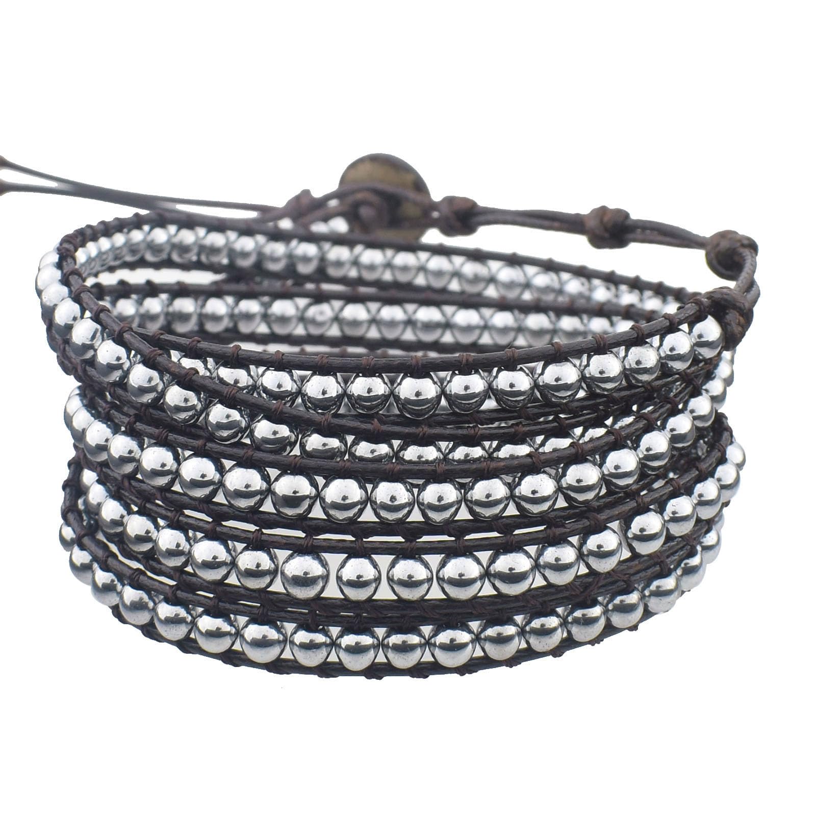 Genuine Stone Wrap Bracelets for Women Natural Crystal Beaded Wrap Bracelet 2/3/