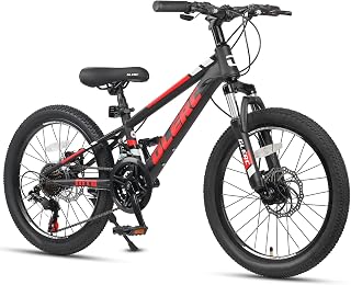 Glerc 20 24 26 Inch Kids Mountain Bike for Boys and Girls Ages 6+ Years | 21-Speed Skyline Bicycle with Front Suspension and Disc Brakes, Multiple Colors