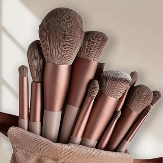 13 Pcs Professional Makeup Brush Set for Face and Eyes Soft Hypoallergenic Synthetic Bristles (Fragrance Free, All Skin Types)