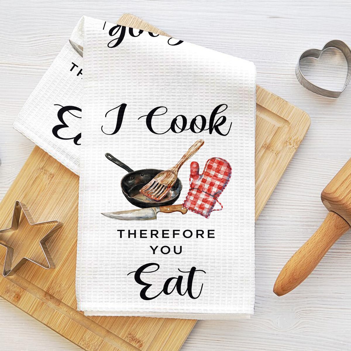 Funny Kitchen Towels 24 x 14 Inch Kitchen Utensils Waffle Towels for Home Rustic