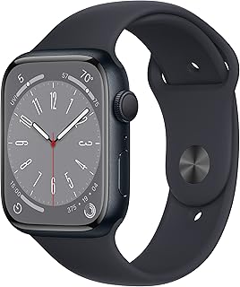Apple Watch Series 8 [GPS, 45mm] - Midnight Aluminum Case with Midnight Sport Band, M/L (Renewed)