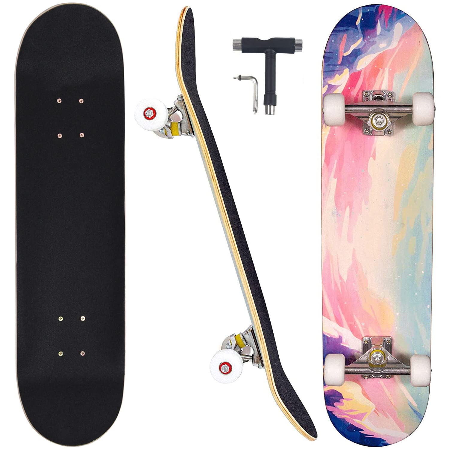CAPARK Skateboards for Beginners Adults Youths Teens Kids Girls Boys 31 Inch Pro