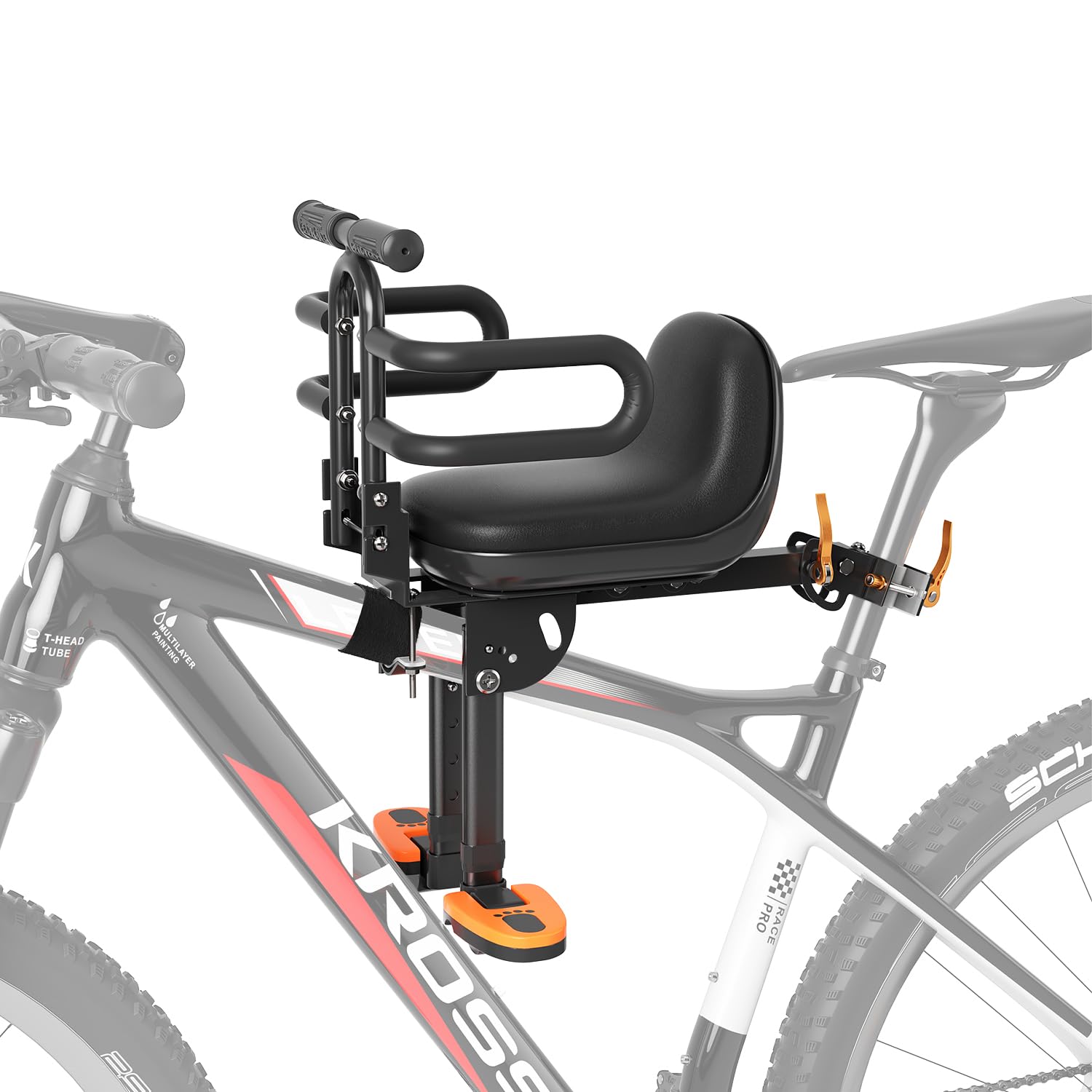 XIEEIX Child Bike Seat, Kids Bike Seat with Guardrail, High Seat Cushion Backres