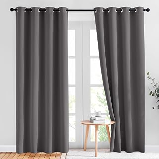 NICETOWN Grey Blackout Curtains for Bedroom 84 Inches Long, 2 Panels, W52 | Thermal Drapes Grommet Room Darkening Light Blocking Curtains Window Treatments for Living Room