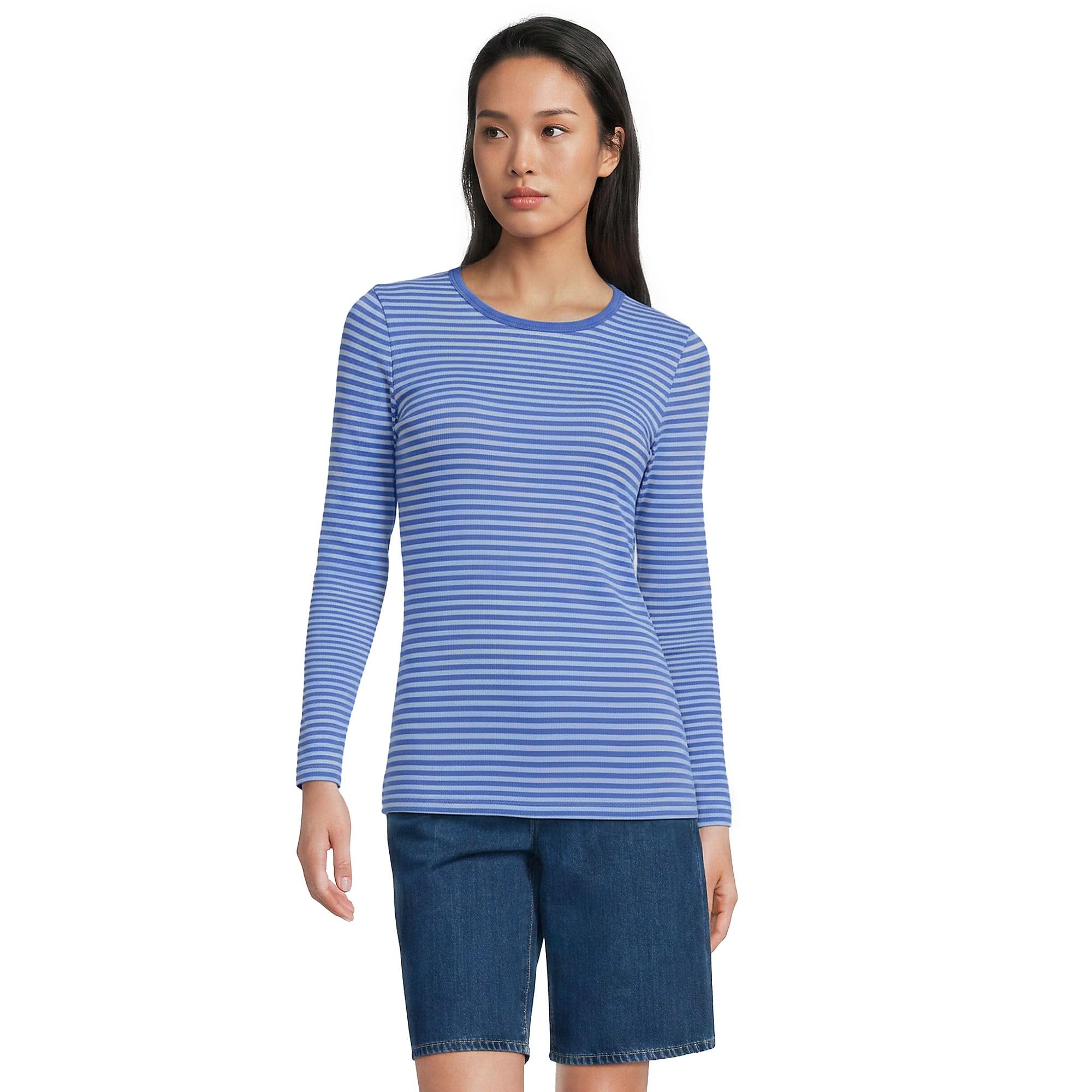 Lands' End Women's Cotton Rib Knit T-Shirt