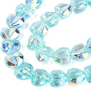 60pcs Faceted Clear Electroplated Glass Heart Beads for Earring Necklace Jewelry Making Turquoise