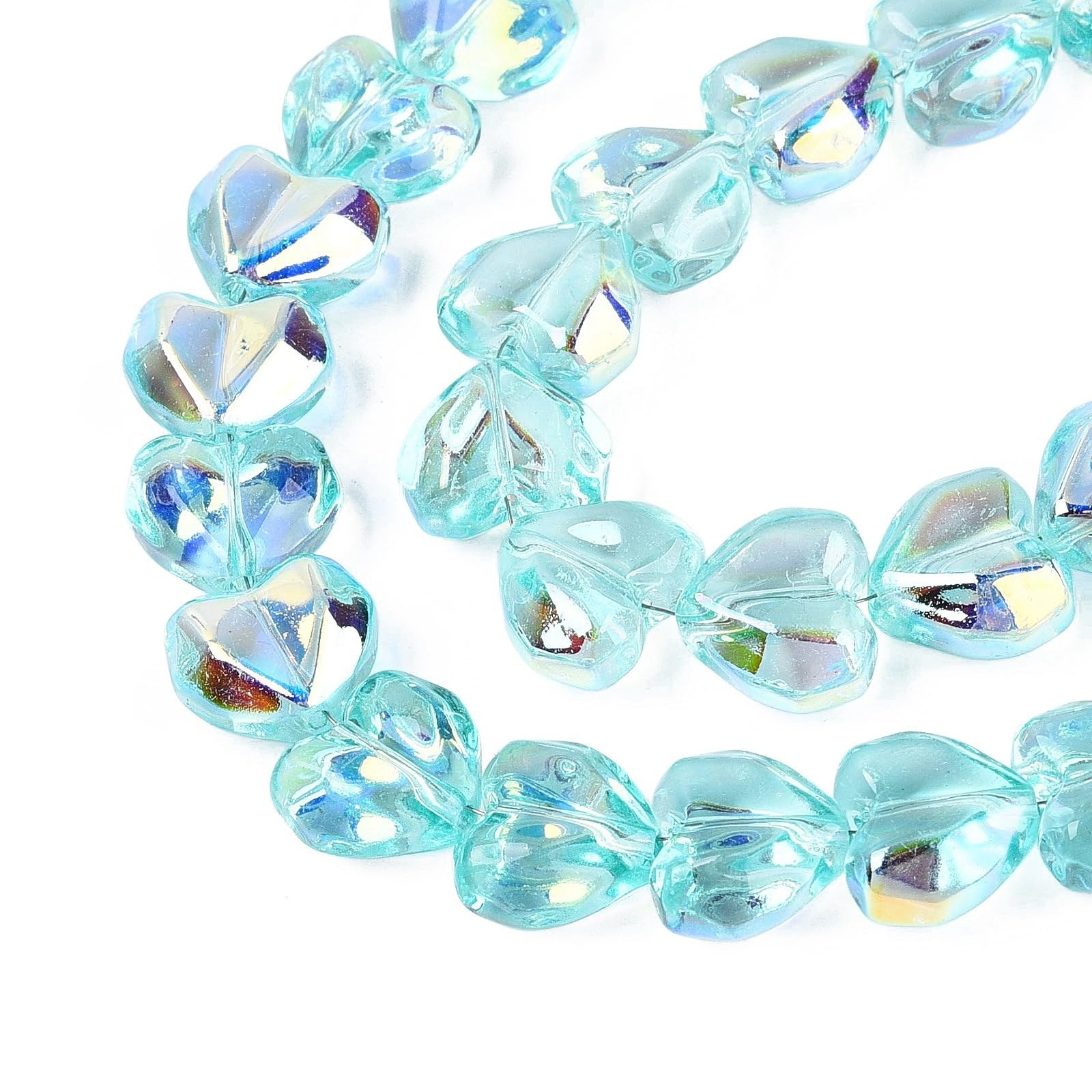 60pcs Faceted Clear Electroplated Glass Heart Beads for Earring Necklace Jewelry