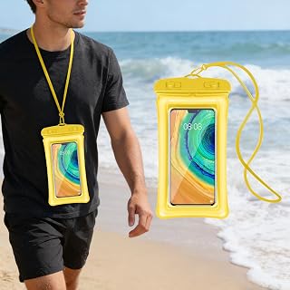 Waterproof Phone Case, IPX8 Phone Case, Waterproof Mobile Phone Bag for Beach Cruise Accessories, Touch Screen (Yellow)