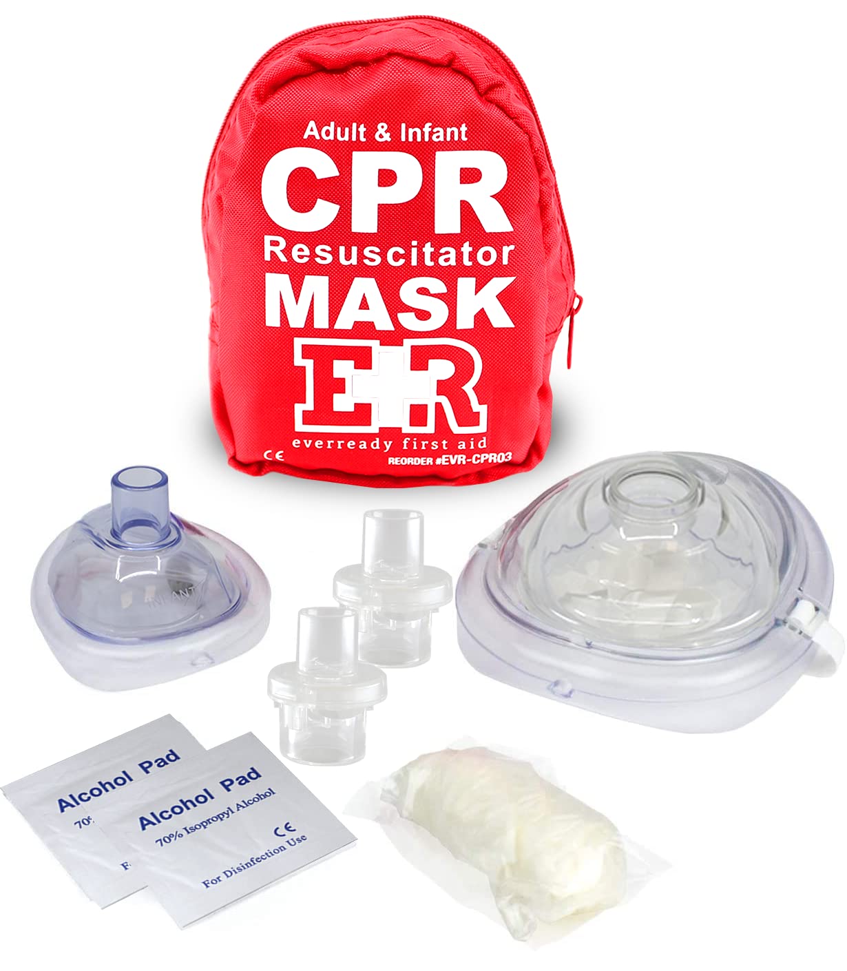 Adult and Infant CPR Mask Combo Kit – Includes 2 CPR Masks with One-Way Valves, 