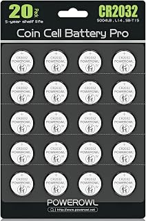 CR2032 Batteries 3V Lithium 20 Pack, POWEROWL High Capacity 2032 DL2032 ECR2032 CR 2032 Lithium Button Cell Battery