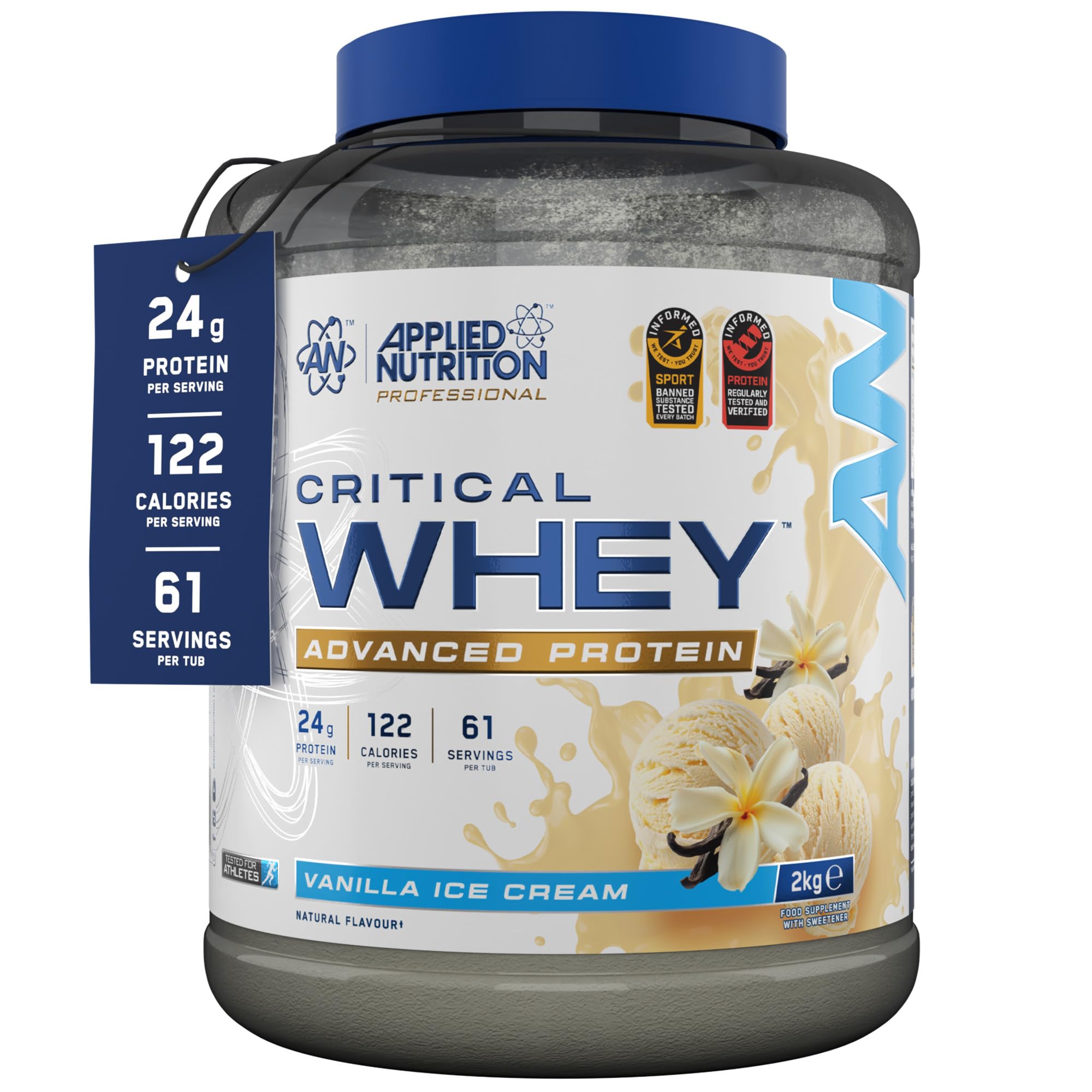 Applied Nutrition Critical Whey Protein Powder - Vanilla Ice Cream | 24g Protein