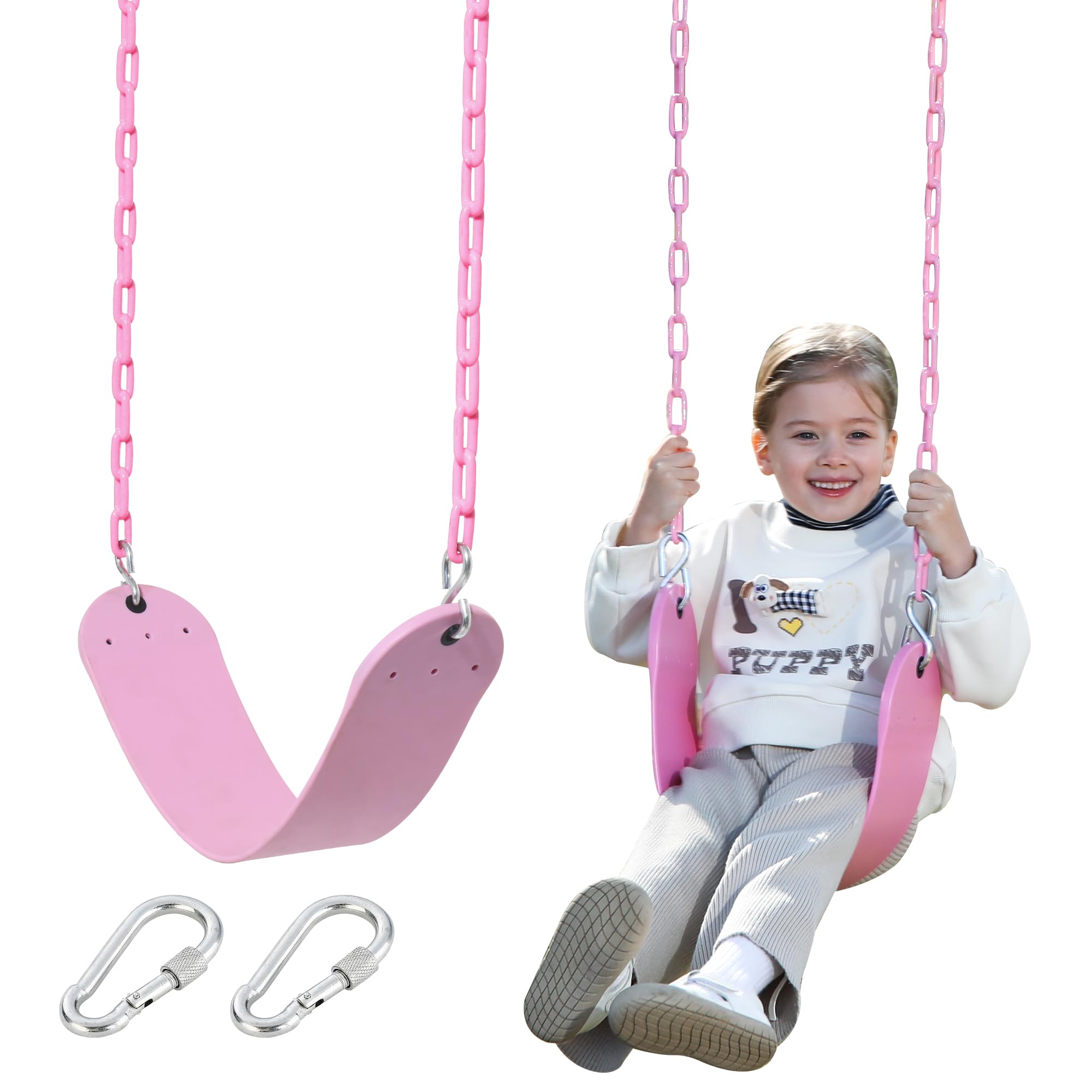 Pink Swing Seat - Heavy Duty Chain Plastic Coated - Playground Swing Set Accesso