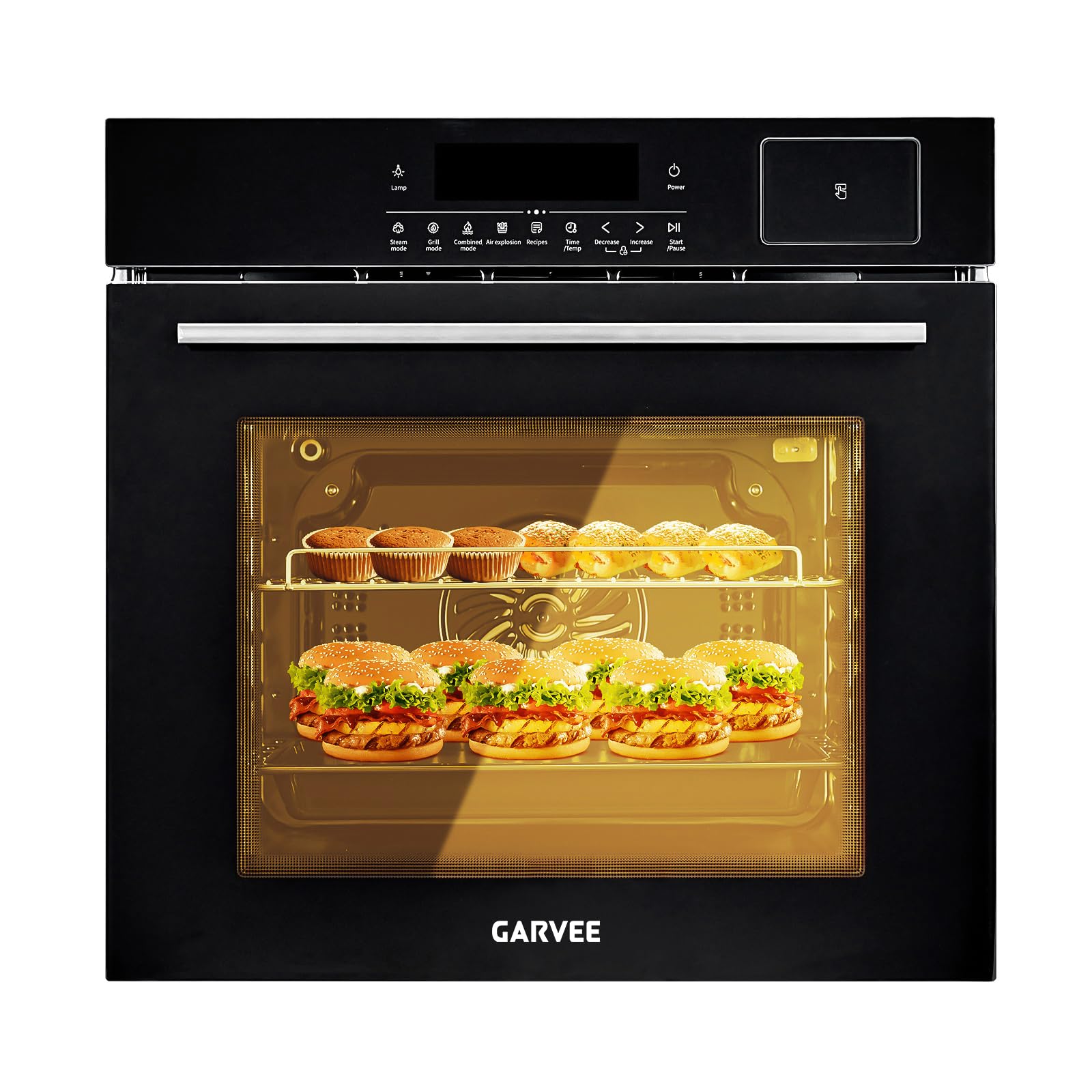 Garvee 24" Single Wall Oven, 2.5 Cu.ft. Electric Wall Oven with 8 Cooking Functi