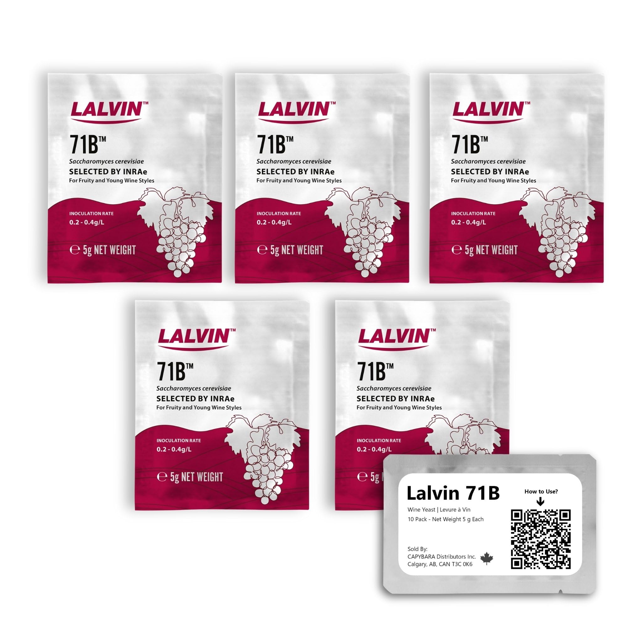 Lalvin 71B Wine Yeast (5 Pack) - Sold by CAPYBARA Distributors Inc. | Make Wine 