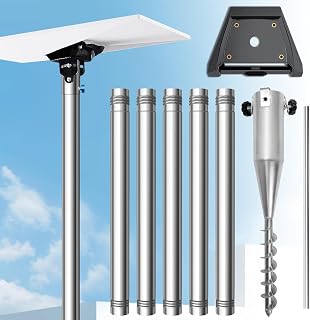 Starlink Standard 4/4X Pole Mount, 10Ft Starlink Gen 3/4 Ground Pole Mount | 1.5'' Stainless Steel Pole, No-Dig Spiral Ground Anchor, Starlink Mounting Kit Pipe Adapter Accessories, Portable Adjustable