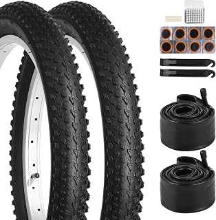 yeesport 2 Pack 18" Bike Tires 18 x 2.125/57-355 and 18 Bike Tubes Schrader Valve & Repair Kit, Shock Absorption Bicycle Tires &18x1.95 18x2.0 18x2.1 18x2.125 18x2.15 Bicycle Tubes Fit Most Kids Bikes