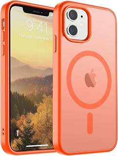 supfine Magnetic Case for iPhone 11 (Compatible with MagSafe) (Drop Protection Military Grade) Thin Transparent Matte Shockproof with Anti-Fingerprint Orange