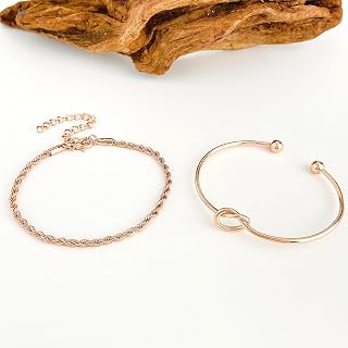 Gold Plated Love Knot Infinity Bangle Cuff Bracelet for Women Adjustable Waterproof Fashion Jewelry