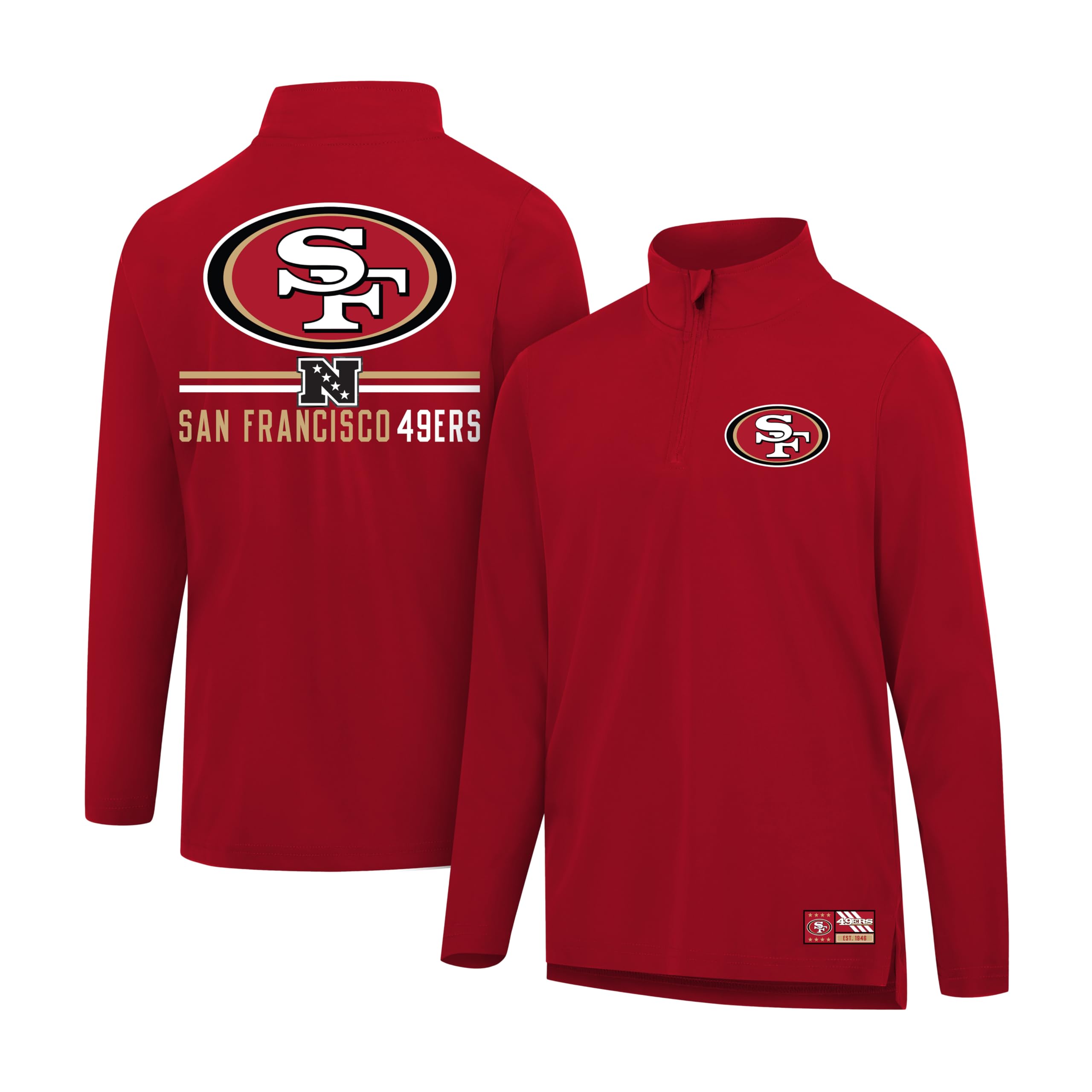 Ultra Game Men's NFL Official Super Soft Quarter Zip Long Sleeve T-Shirt