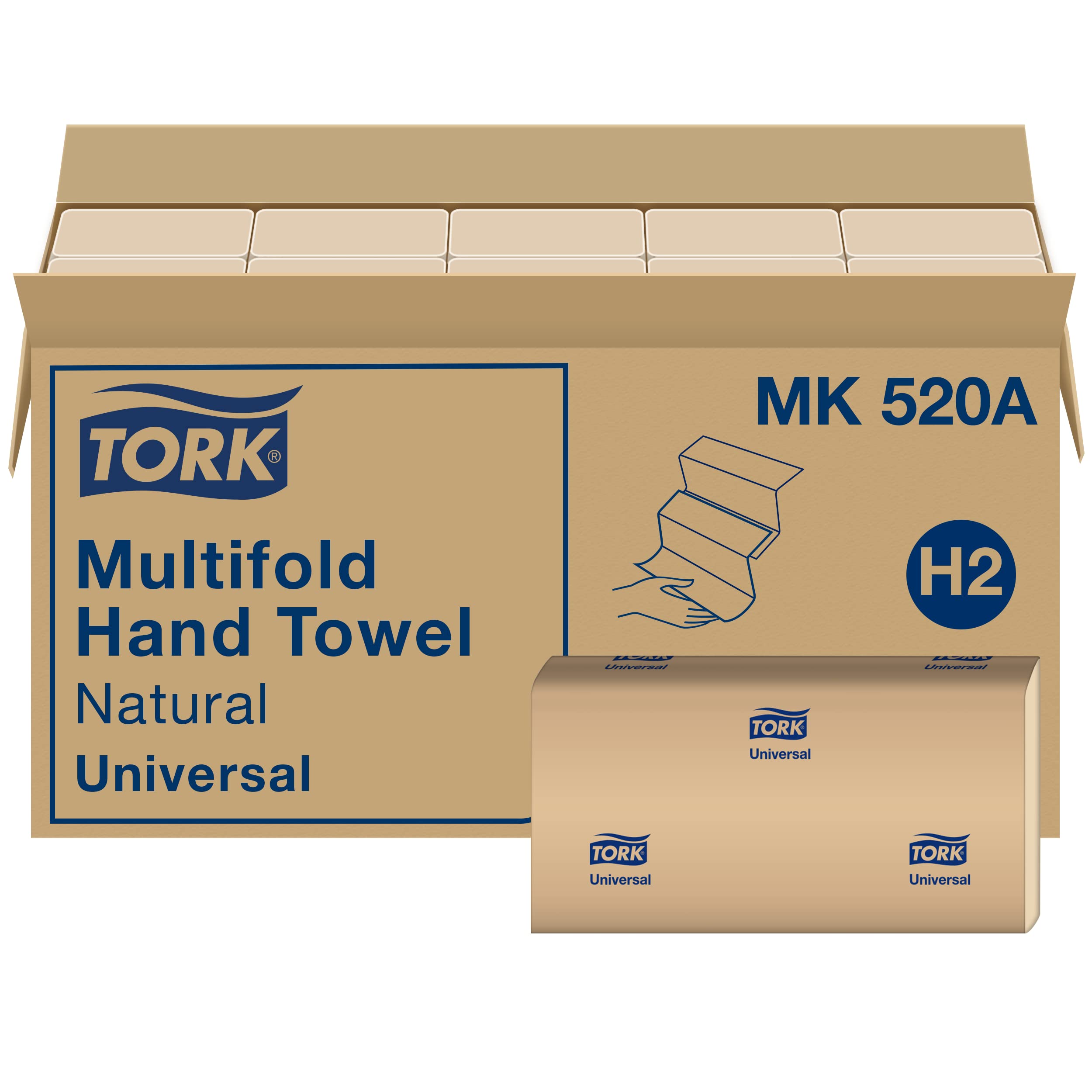 Tork Multifold Hand Towel, Natural, 16 packs x 250 sheets, MK520A | Compatible w