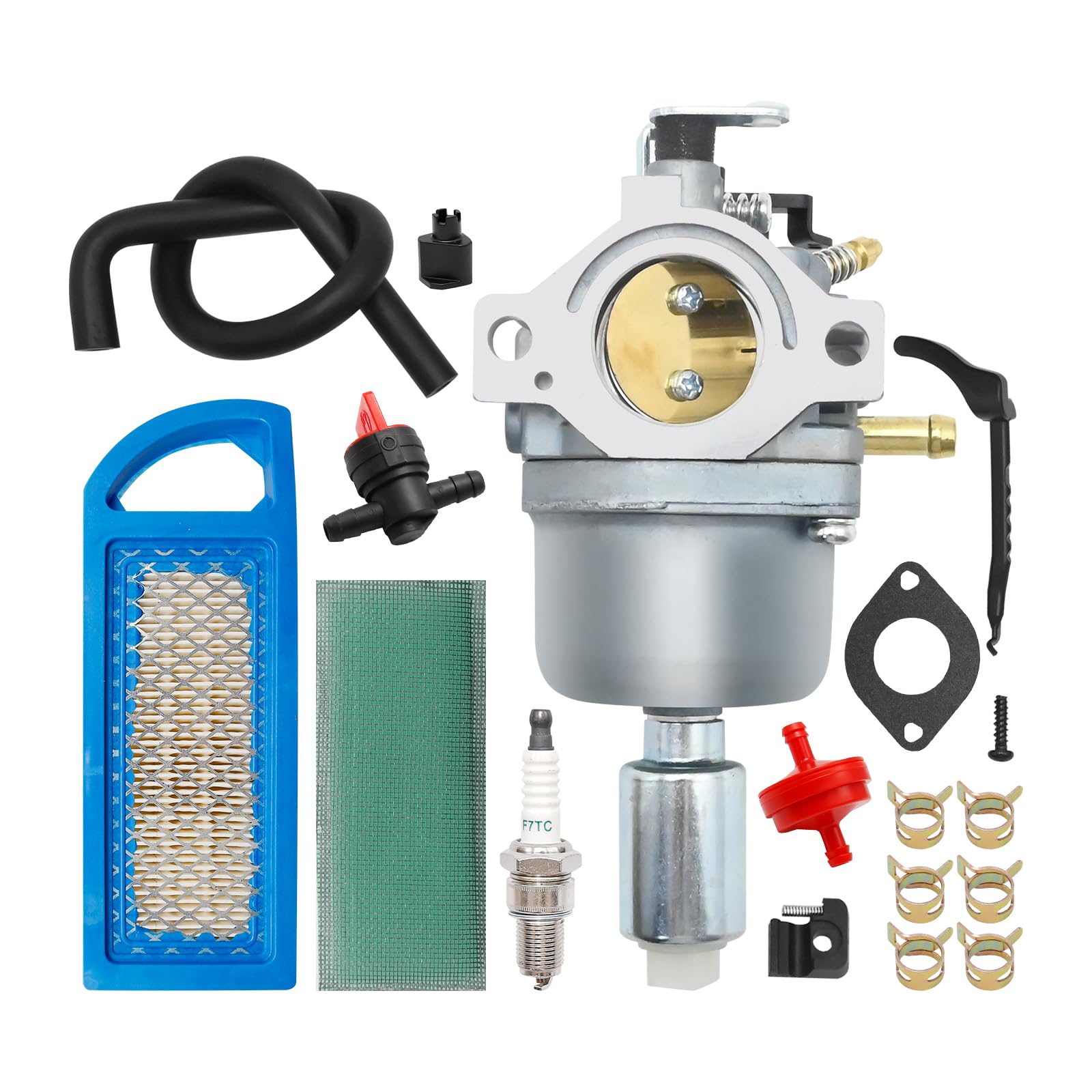 Ollanoos 799727 Carburettor Air Filter Kit, Lawn Mower Carb with Fuel Filter Spa