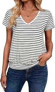 Sialois 半袖 レディース Tシャツ Vネック トップス ファッション バンド付き ボトム トップス 夏 春 衣装 ビーチ バケーション 服 2026