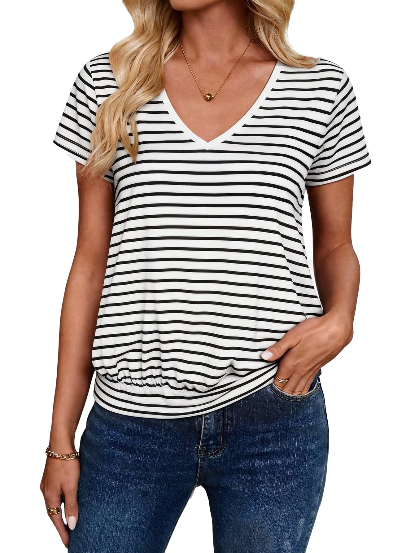 Sialois 半袖 レディース Tシャツ Vネック トップス ファッション バンド付き ボトム トップス 夏 春 衣装 ビーチ バケーション 服 2026