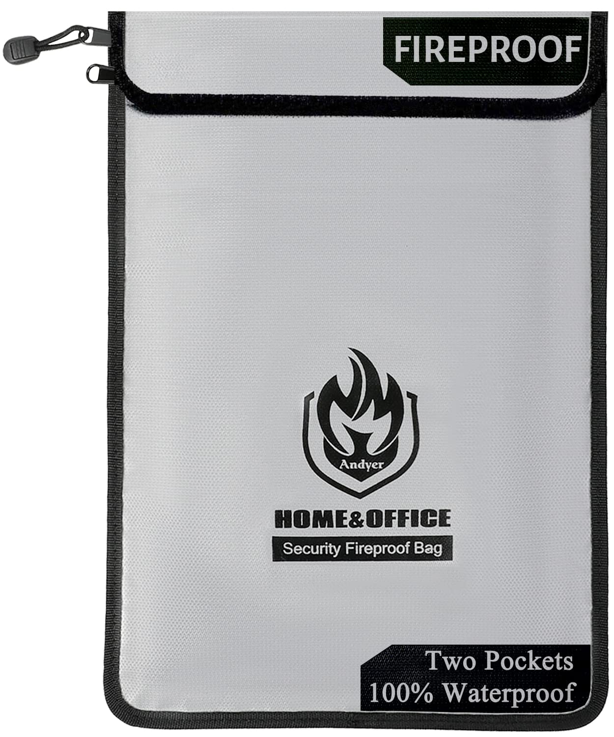Andyer 2 Pockets Fireproof Document Bag (15"x11"), Protect Values from Fire | 20