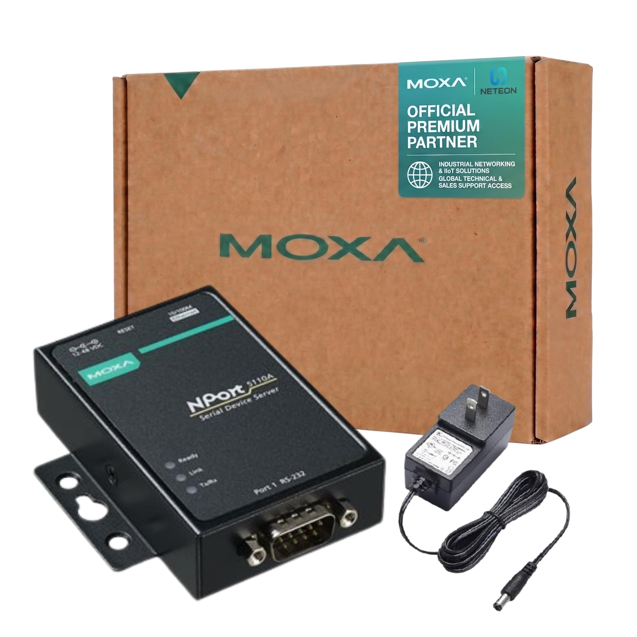 NPort 5110A with Adapter - 1 Port Device Server, US Plug, 10/100M Ethernet, RS-2