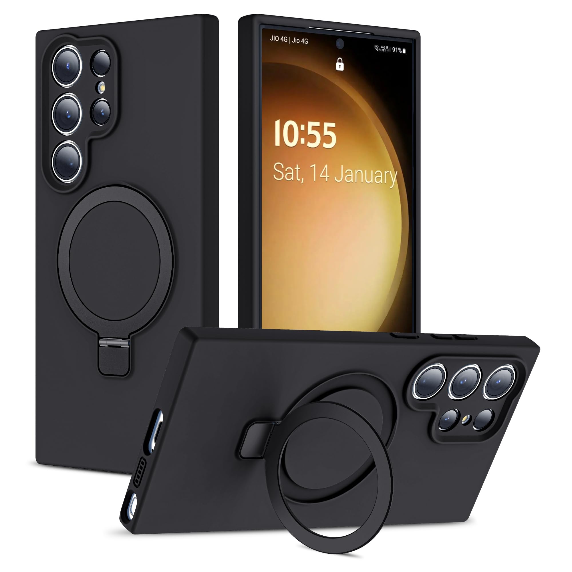 SKYLMW Case for Samsung Galaxy S24 Ultra with Stand,6.8" Black