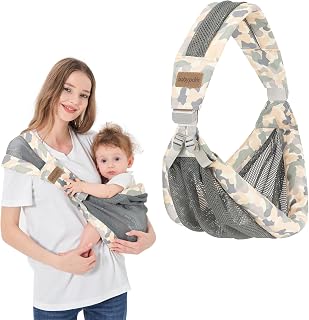 IULONEE Baby Carrier Sling Wrap Toddler Carrier for Newborn 3-36M Grey | Portable Breathable 3D Mesh Fabric Adjustable Carrier Sling Comfortable