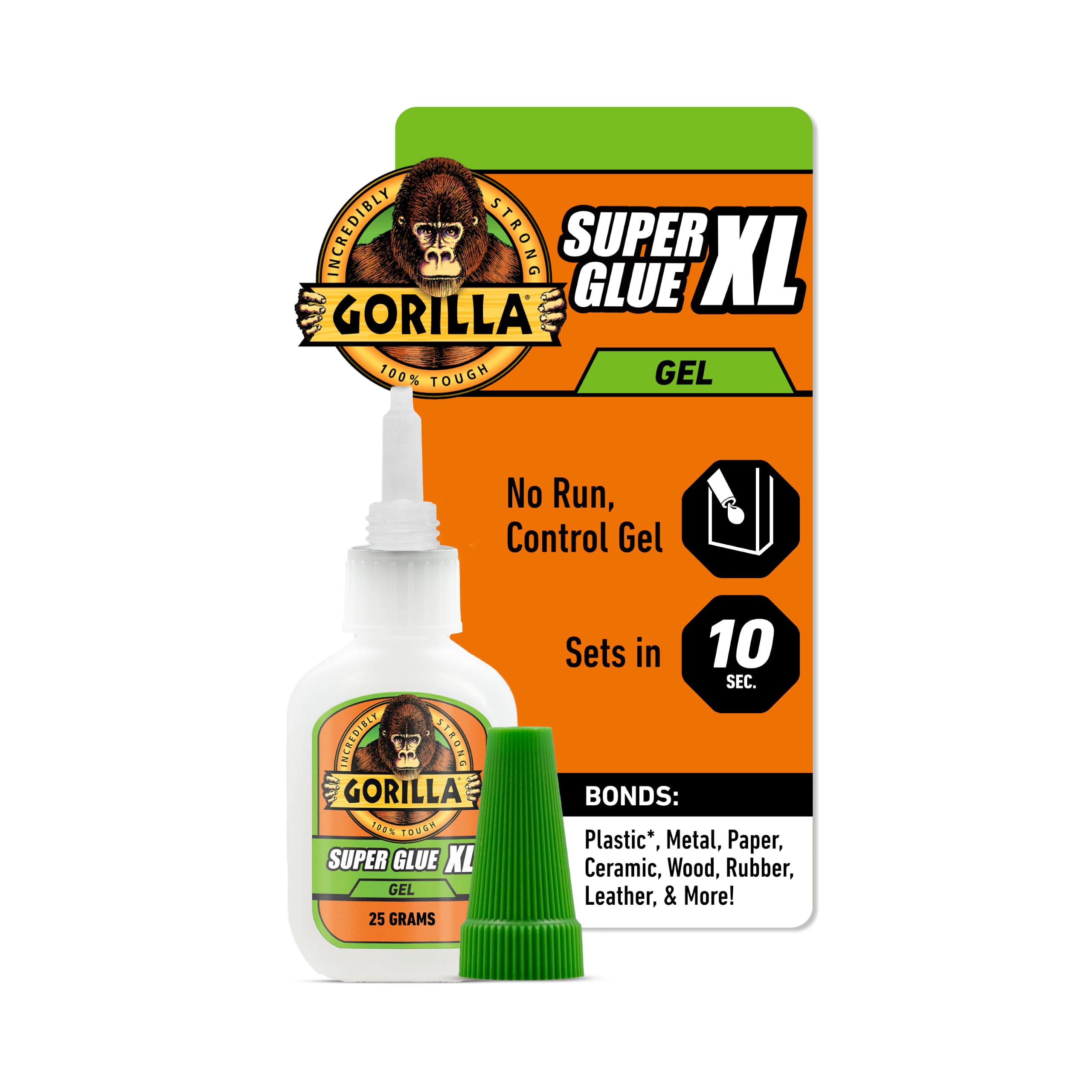 Gorilla Super Glue Gel XL, Clear 25g, 1-Pack, Fast Setting, No Drip | Control fo