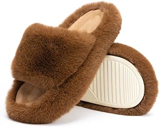 Chantomoo Ladies Memory Foam Slippers Bedroom Plush Comfortable Faux Fur Lined Non-Slip Sole Slippers Fashion Gift
