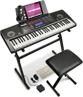 RockJam RJ761 61 Key Keyboard Piano Kit, Stand, Stool, Sustain & Headphones | Beginner electric keyboard piano set with sustain pedal, MIDI USB and Simply Piano lessons for kids and adults